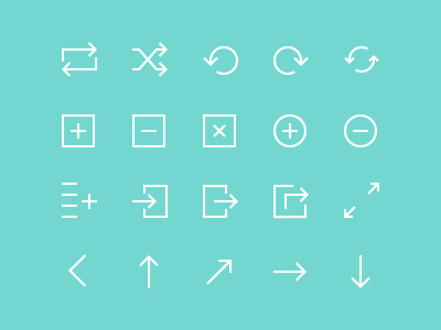 Lush Icons Symbols arrow flat font icons ios7 login minus plus repeat shuffle