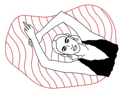 Girl in the pool (REMAKE) girl illustrated illustration line art lineart outlined pool