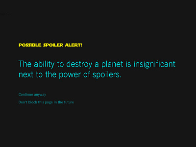 Force Block, the Star Wars spoiler blocker app browser chrome chrome extension google chrome spoiler spoiler blocker spoilers star wars the force awakens web