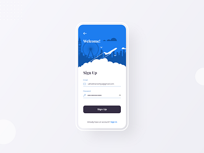 Day 03 | Airways Sign Up 10ddc 2020 trend airways app application ui clean ui illustration ios app minimalist mobile app mobile ui modern signup trendy ui uidesign uiuxdesign uiuxdesigner ux welcome