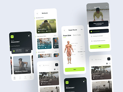 Fitness App UI Design app appdesign body clean ui design exercises fitness fitness club fitnessapp ios app minimalist mobile app mobile ui modern muscle ui uidesign uidesigner uiuxdesign ux