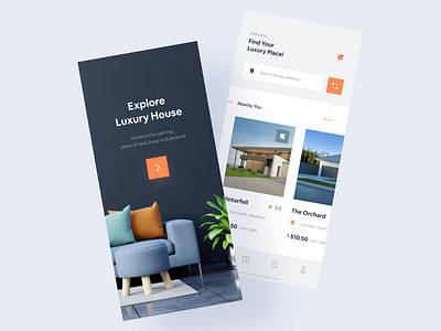 House Finder App UI Design app appui appuidesign clean ui cleanui design explore house ios app luxury minimalist mobile app mobile ui modern place rental ui uidesign uiuxdesign ux