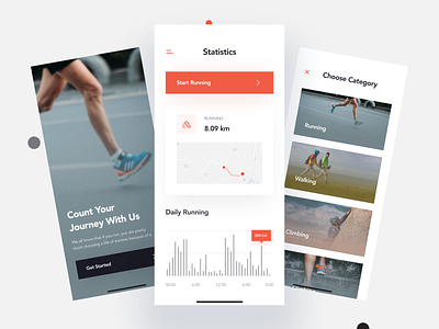 Fitness Tracker App UI Design app appuidesign categories clean ui design fitness iosapp mobile app mobileuidesign modern running tracker ui uiuxdesign ux