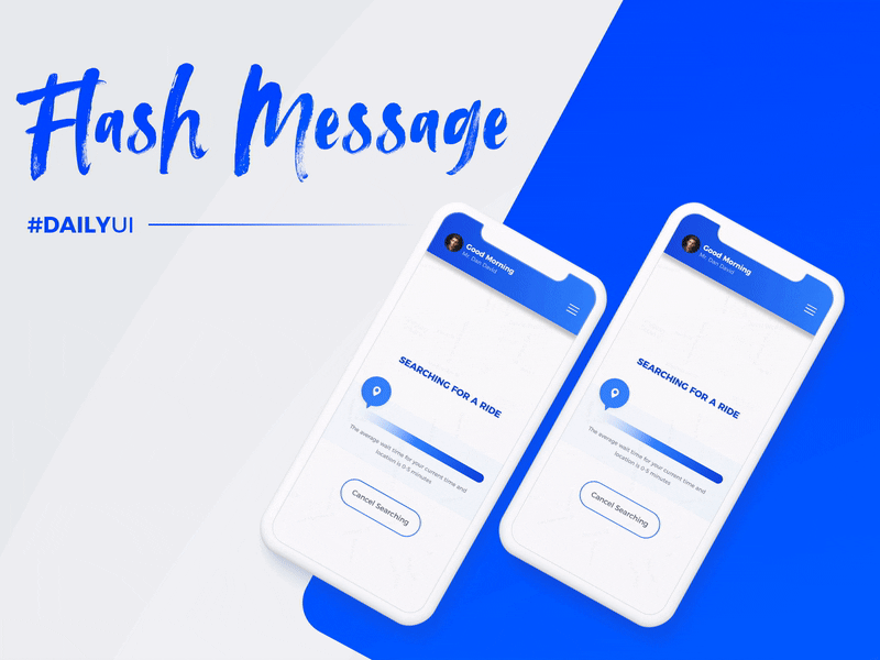 DailyUI - 011 - FlashMessage 100daychallenge aftereffects app design appdesign blue dailyui design flash message flash messages micro interaction motion design ride typography ui ui design