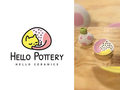 Hello Pottery - Experimental Logo cat ceramics hello ceramics hello kitty hello pottery pink pot pottery