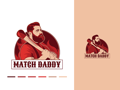 Match daddy - Experimental Logo beard daddy fire logo design manly match match daddy red