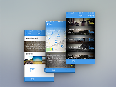 Travel app Redesign app guide gyyde ios map photo post tour travel