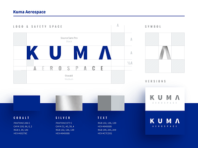 Kuma Aerospace branding ci cobalt identity layout logo silver typography
