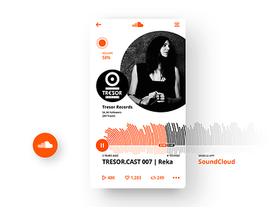 SoundCloud App Concept app homo faber player processing sketch soundcloud soundwave tresor ui white
