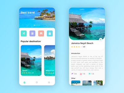 Travel App app design ui