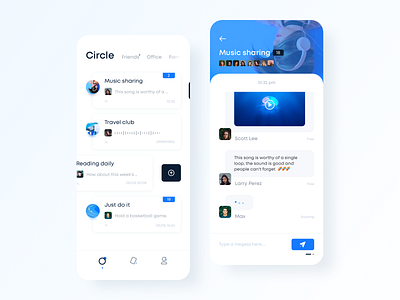 Circle social app blue clean design ue ui