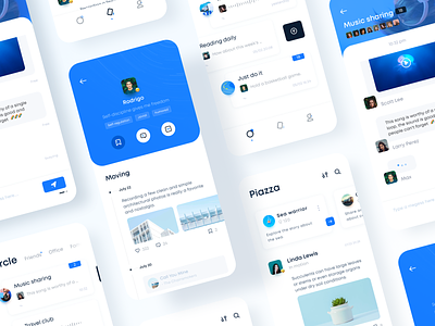 Circle social app_3 blue chat circle clean design ue ui