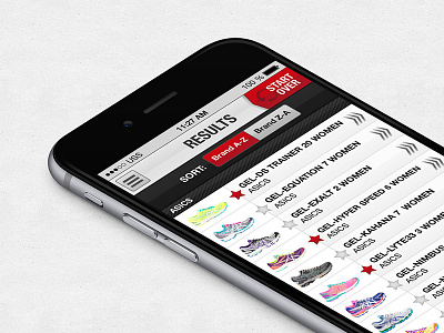 Ultimate Shoe Selector app athletic interface ios iphone shoe shoes sport sports sporty ui