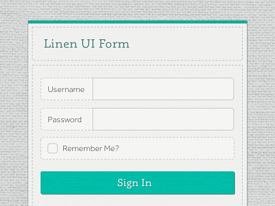 Linen UI card clean forest green grey interface linen login mint textured ui user