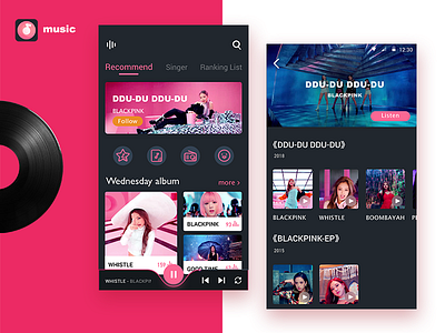 Music interface app design icon ui