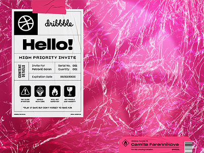 Hello Dribbble! design dribbble invite dribble dribble shot first shot hello hello dribbble hello world invitation invitation design label label design packaging