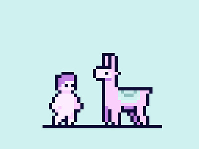 Cotton Candy Pixel Llama