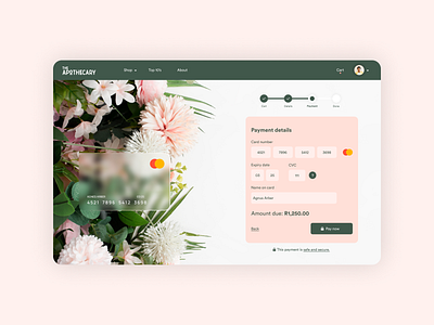 Checkout Page checkout checkout form checkout page credit card daily ui dailyui dailyuichallenge design desktop digital fintech floral floristry flower product design ui user experience user interface ux ux design