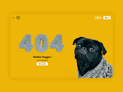 404 Page 404 404 page daily ui dailyui design digital digital design graphic mobile product design pug puppy ui user experience user interface ux web design website yellow
