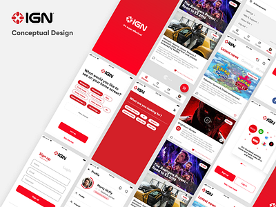 IGN Mobile App Conceptual Design app design figma gaming gradient ign interface interface design interfacedesign ios ios app iphone mobile mobile design product design ui userexperience ux