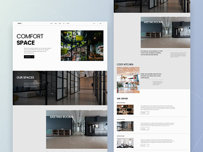 Coworking Space Landing page 2021 trend business clean company concept corporate design coworking space homepage landing page layout minimal minimalism office space space typography ui ux web design