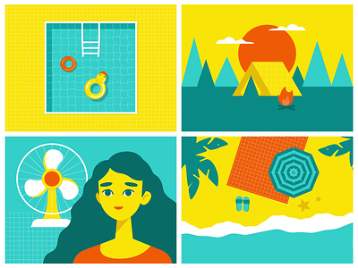 Summer is in the air! adobe illustrator animation branding design graphic design illustration minimal motion graphics pool relax summer swimming ui vector warm summer