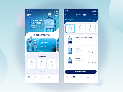 Clean Water Supplier iOS App 2020 app delivery design ecommerce interface ios minimal mobile order service app shop simple store trend typography ui ux