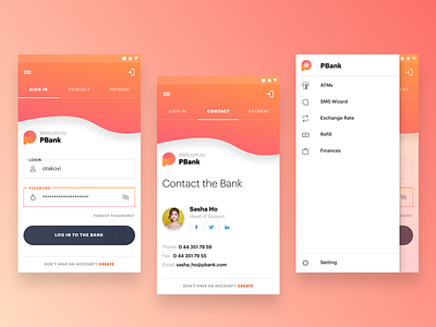 Online Banking Mobile App 2020 android app bank app color concept contact design finance interface menu mobile payment settings sign in sign in ui simple trend typography ui ux