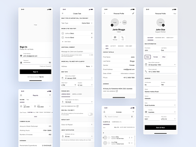 Social Support iOS App Prototype 2020 app clean design disabled interface invoices ios minimal mobile personal profile prototype report services sign in simple tasks typography ux