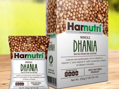 Harnutri Spices Whole Dhania Masala Packaging creativedesign graphic design packagingagency packagingdesign productdesign spices packaging design