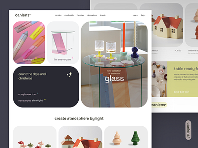 canlens. decorations shop interior branding candles ecommerce graphic design interior page store ui webdesign