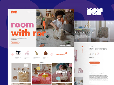 ror children's furniture and decorations brand design desktop ecommerce furniture interior kids shop ui webdesign