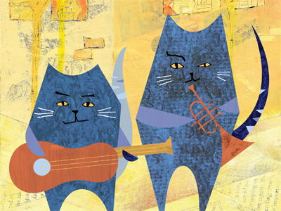 Charles and Jazz Play the Blues cats illustration instruments texture