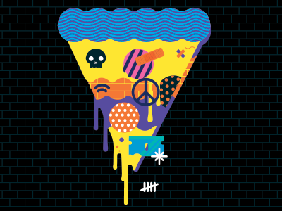 Pizza blade design illustration king pattern pizza records yum