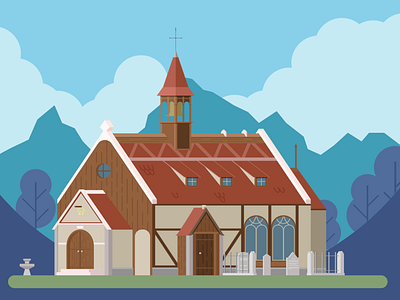 Anno 1404 - Chapel 1404 adobe anno anno 1404 building chapel clouds illustration illustrator illustrator art landscape mountain sky vector vectorart