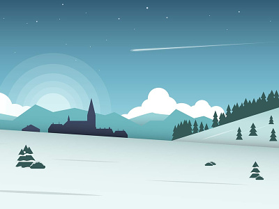 Snowy Season blue illustration landscape vector winter
