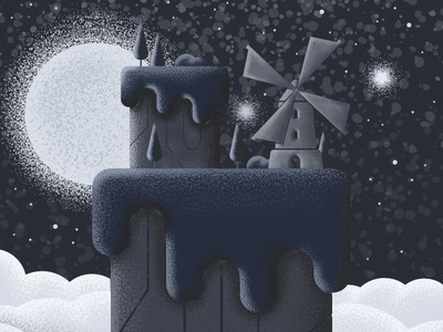 Star Mill adobe blue building clouds illustration illustrator illustrator art landscape mill moon star vector vectorart