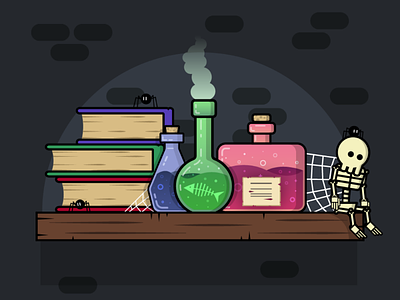 Laboratory at midnight adobe illustrator halloween