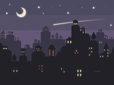 City in the night adobe illustrator landscape vector