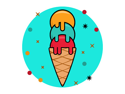 Melting Ice Cream cold cone cream hot summer ice ice cream illustration summer swim vector