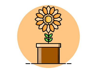 Sunflower branding design flat illustration logo minimal vector