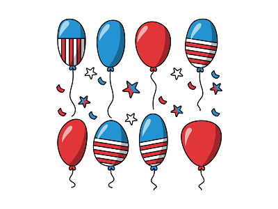 Happy 4th of July 4th 4th of july ballons branding design flag flat happy illustration logo minimal usa vector