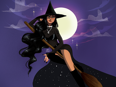 Moonlit witch art character art character design design digital art digital illustration digitaldrawing digitalpainting illustration illustration art