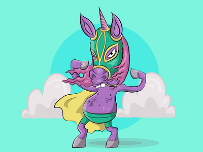 luchador unicorn character design digitaldrawing illustration