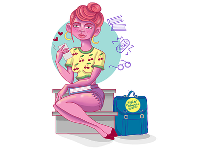 College girl character art digitaldrawing illustration