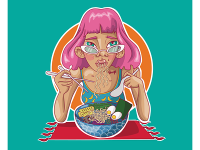 Ramen girl character art design digitaldrawing illustration