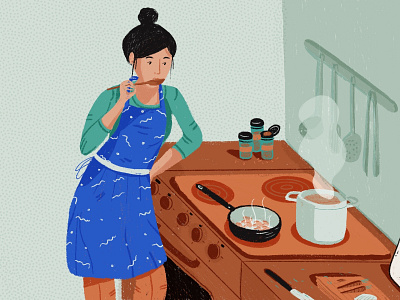 Daily new routines: creative cooking on quarantine days colors palette cooking digital illustration digital painting dribbblers dribble illustration quarantine
