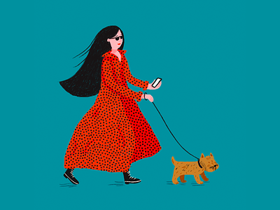 Girl with a dot dress digital illustration illustration procreate procreate drawing