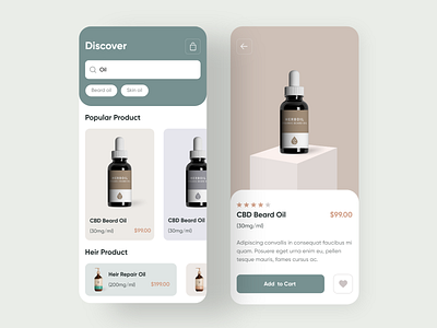 Beard Oil Mobile App (Product Concept) add to cart animation app beard oil branding deshboard desing ecommerce flat icon logo minimal mobile product design oil product page shop tyography ui ux web