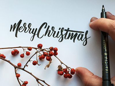 Merry Christmas brush calligraphy christmas hand lettering lettering script type typography